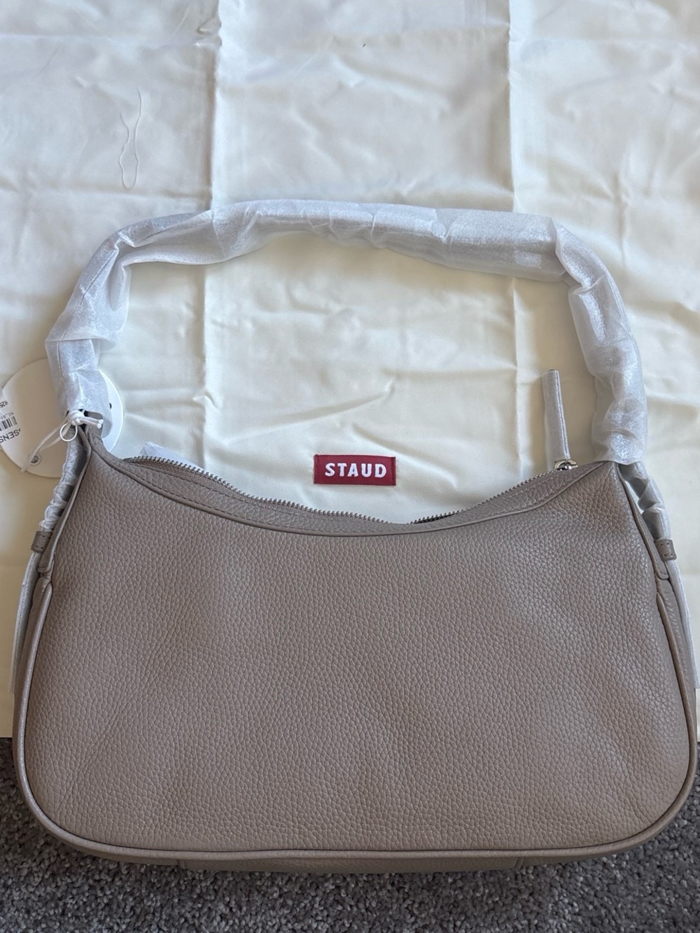 NWT STAUD Pebbled Taupe Shoulder Bag